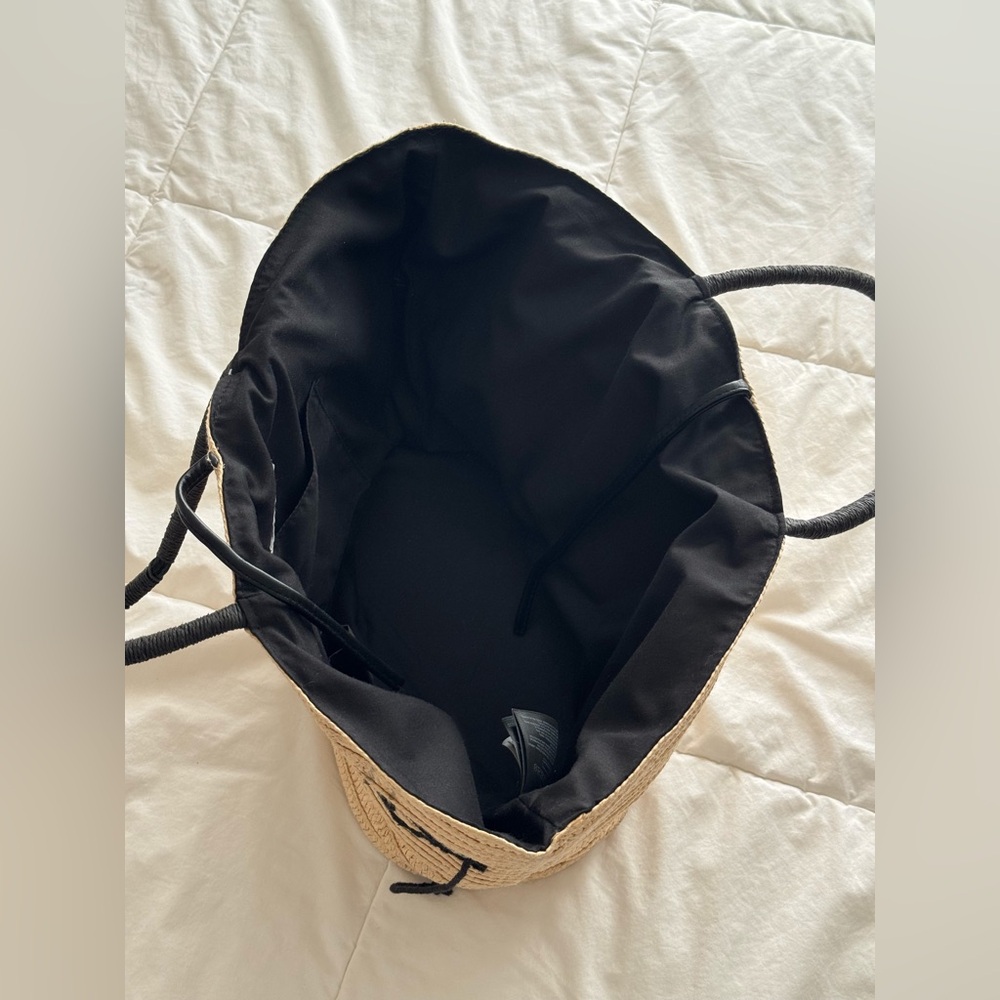 H&M Winky Face Straw Tote Bag Oversized Beach Market Bag - Picture 4 of 8
